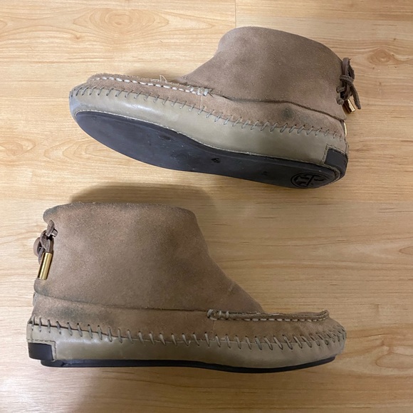 Tory Burch Tan Suede Signature Moccasin Booties - Picture 3 of 5